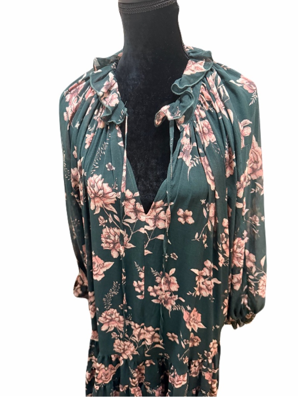 Free People Feeling Groovy Maxi Dress- Forest Floral Small boho flowy SOLD OUT S - Picture 4 of 11